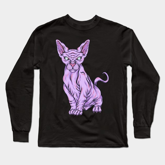 Pastel Goth Sphynx Cat Breeders - Kitty Vaporwave Long Sleeve T-Shirt by PinkyTree